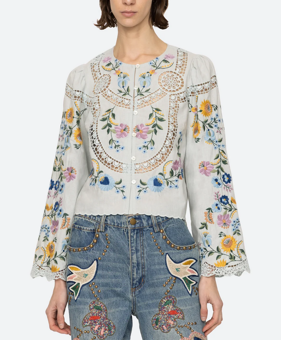 celia long sleeve top sky