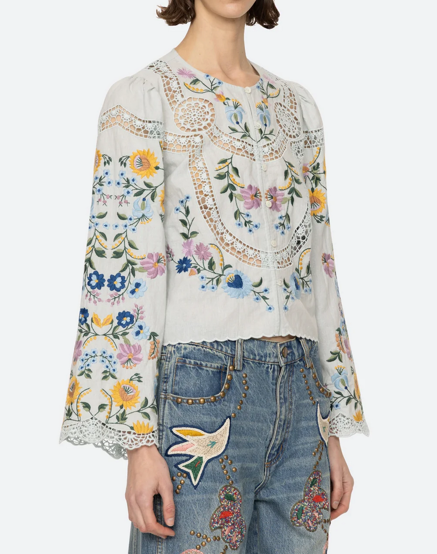 celia long sleeve top sky