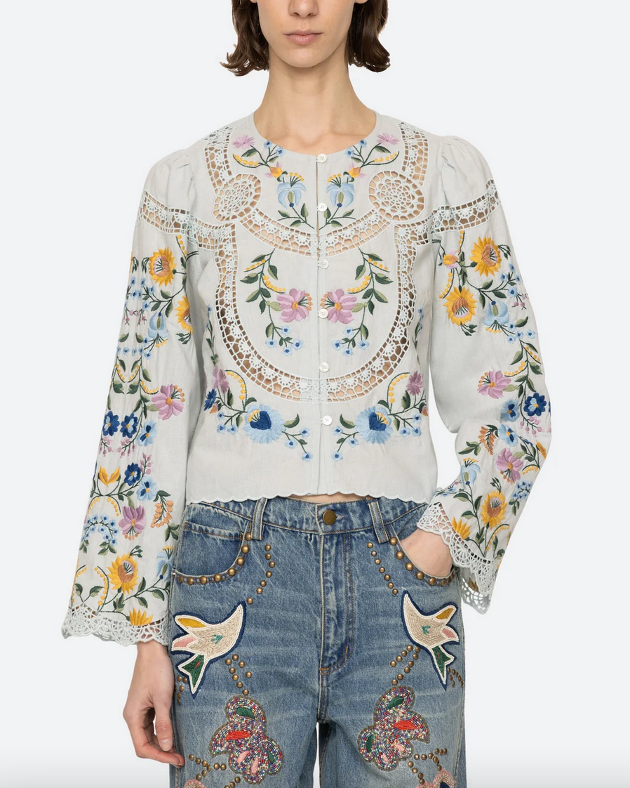 celia long sleeve top sky