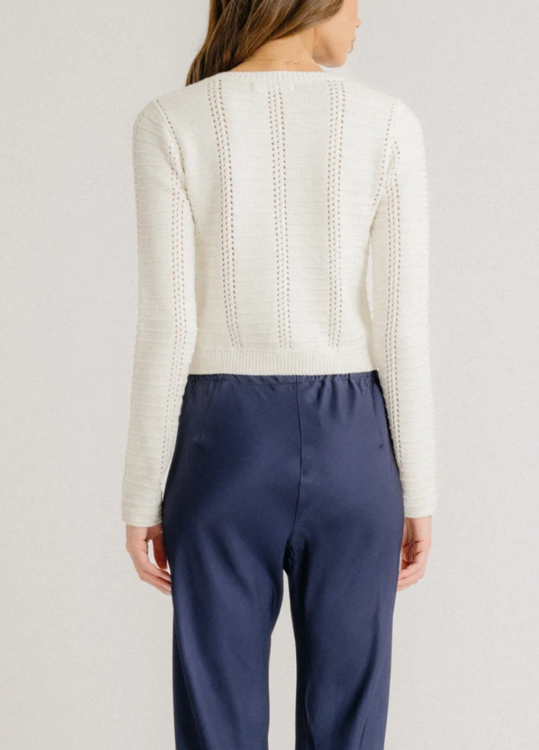 Charlotte slim crewneck cashmere cardigan gardenia