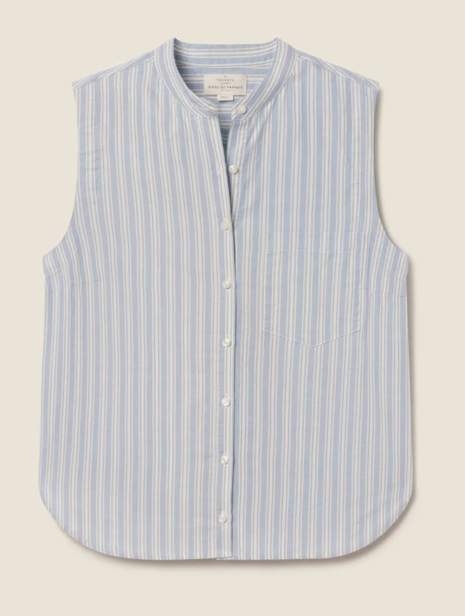 eres sleeveless shirt blue oxford stripe