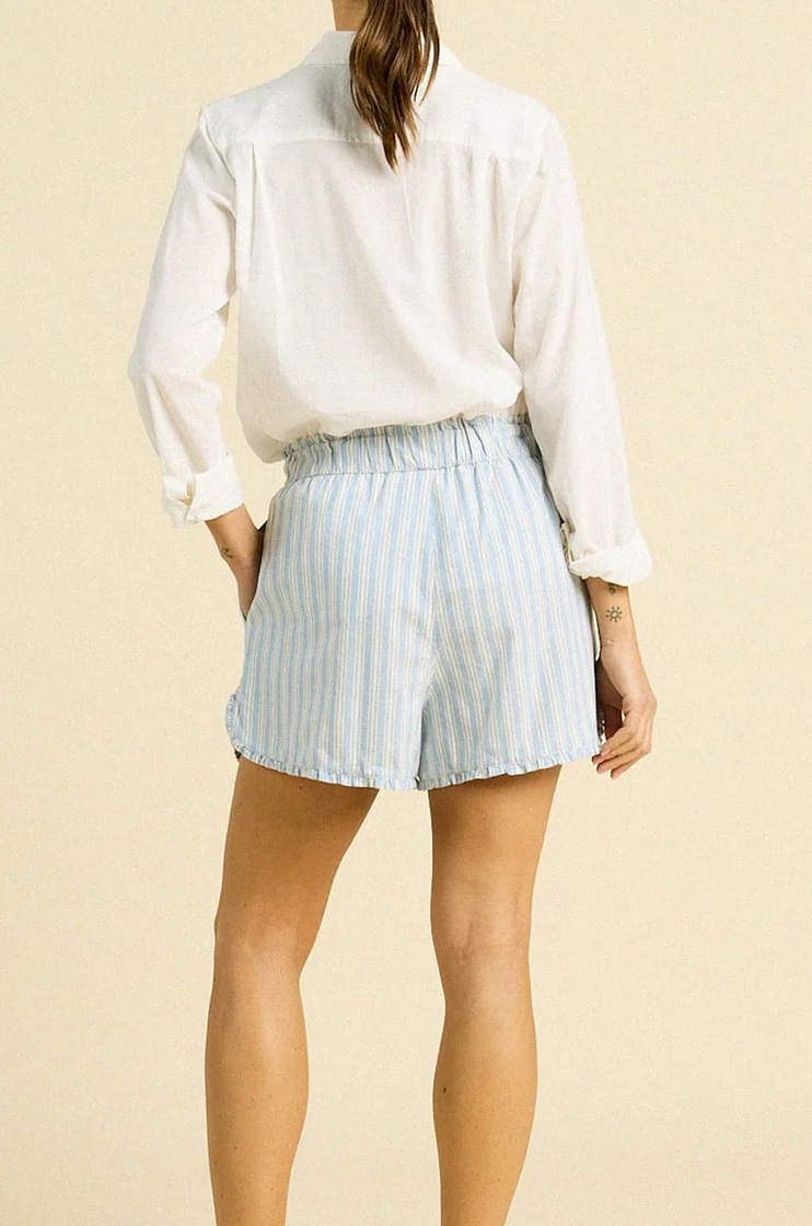 Lucille short blue oxford stripe