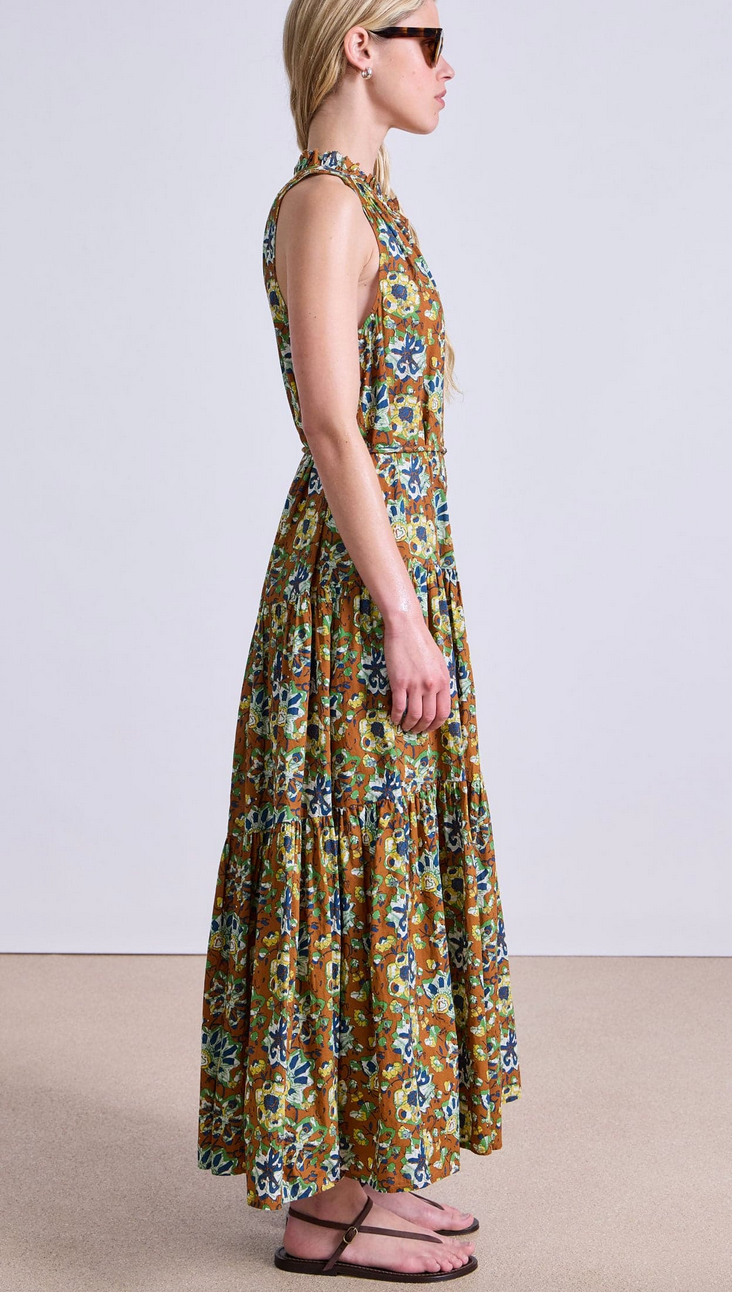 trinidad tank dress batik floral bronze
