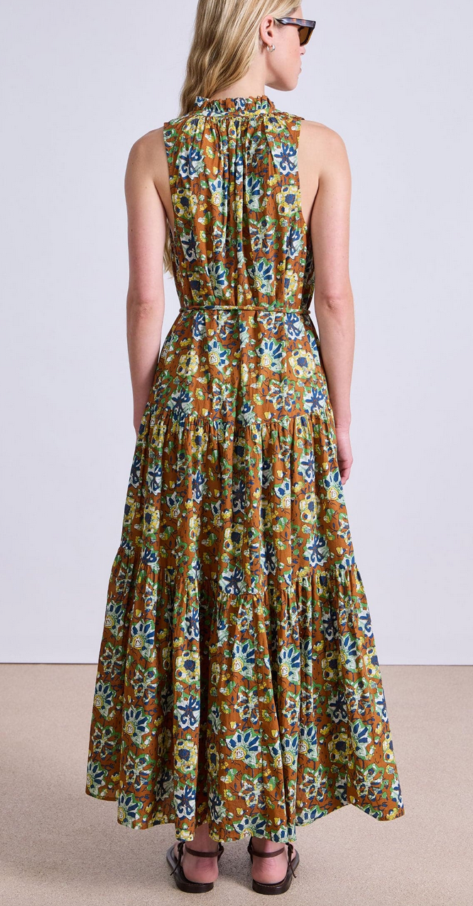 trinidad tank dress batik floral bronze