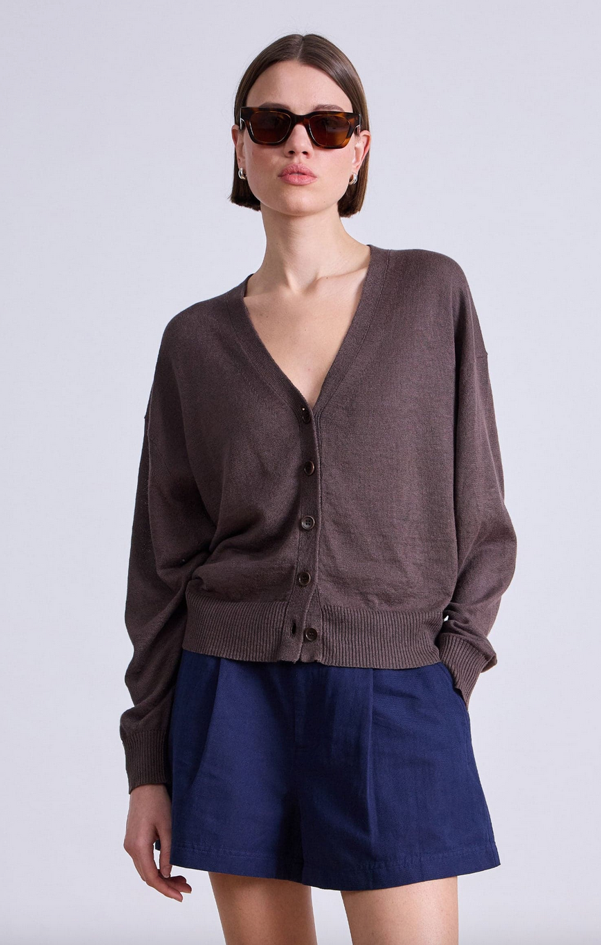 Fine weight cardigan espresso