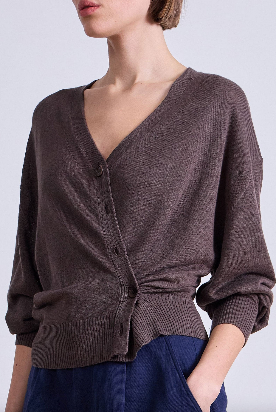 Fine weight cardigan espresso