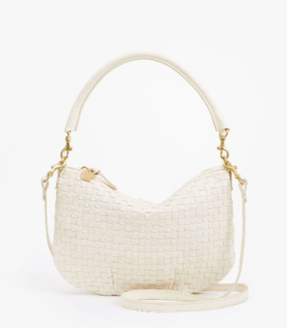 petit moyen messenger cream woven checker