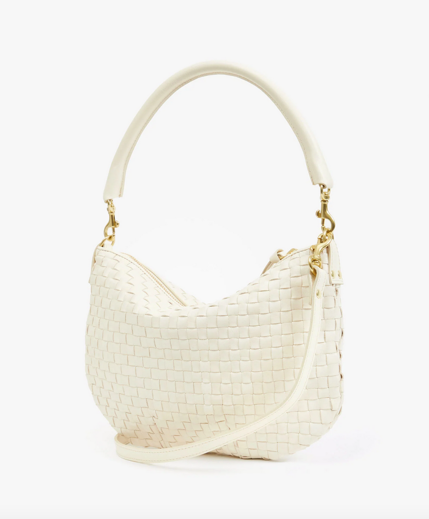 petit moyen messenger cream woven checker