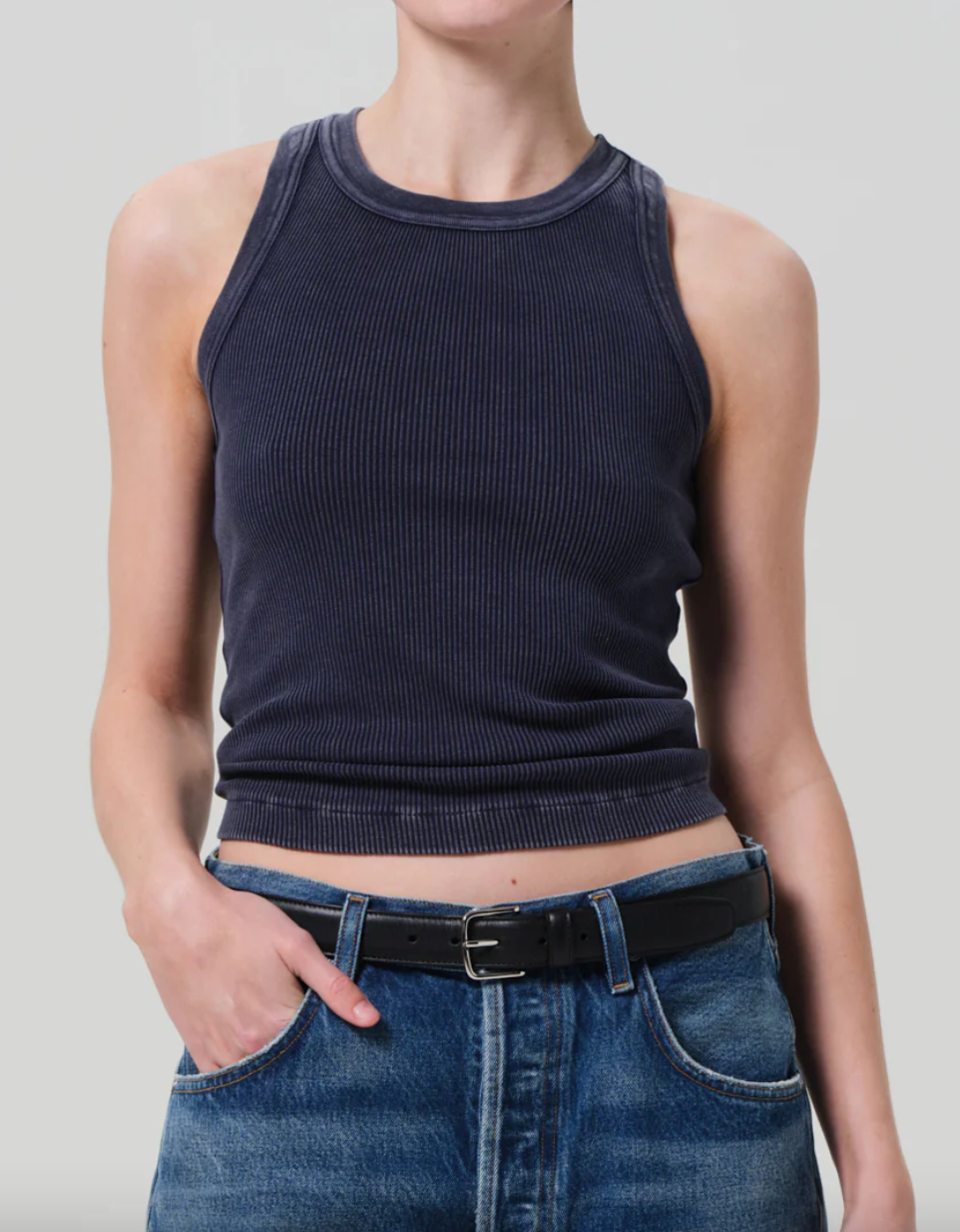 isabel ribbed tank mineral navy