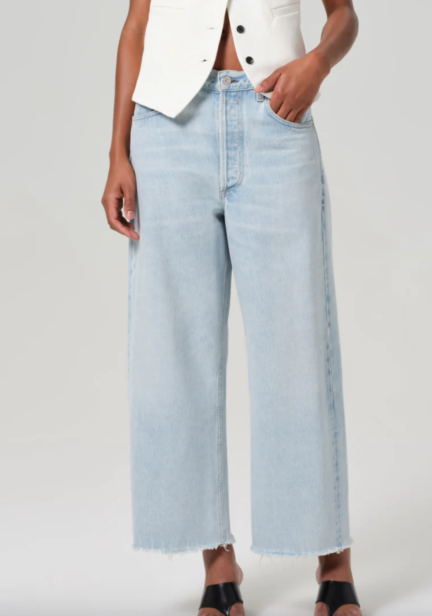 ayla raw hem crop in sailor