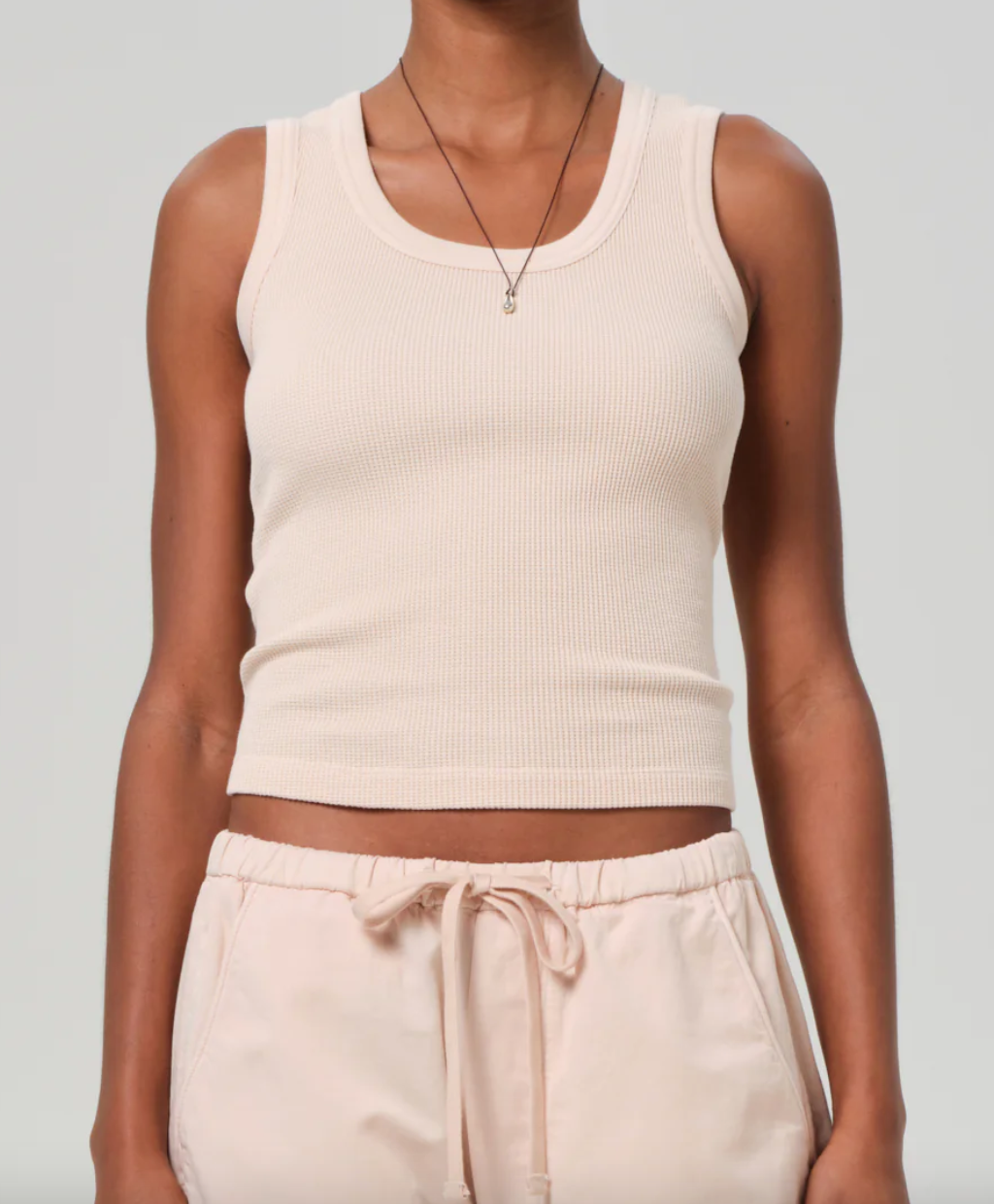 Inez waffle tank in shrimp