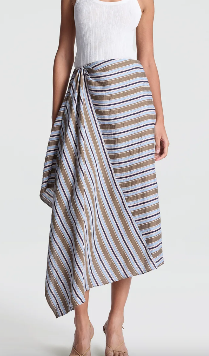 Lota striped linen midi skirt hazel