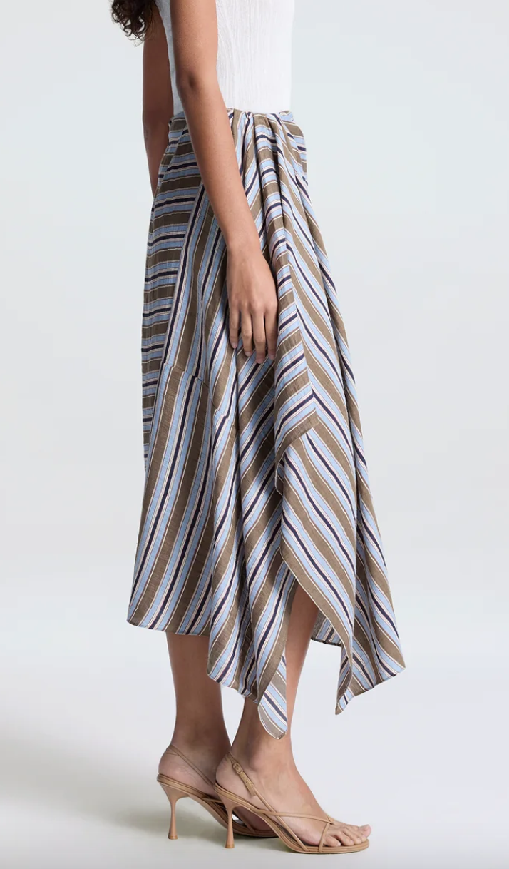 Lota striped linen midi skirt hazel