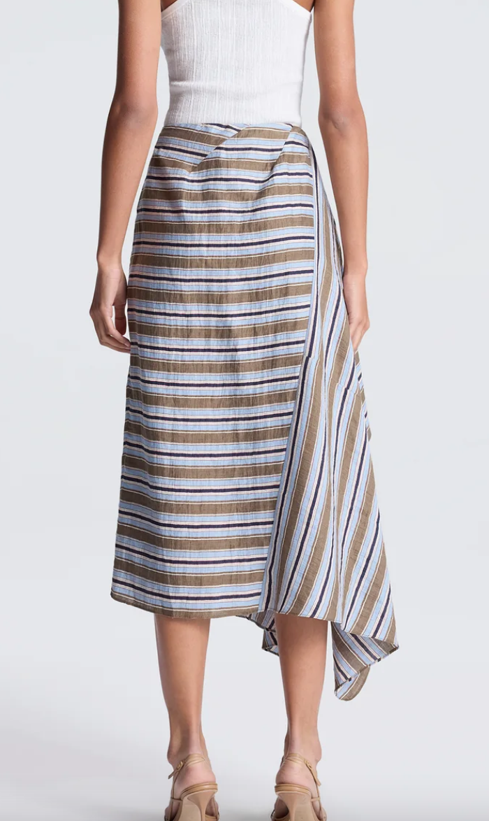 Lota striped linen midi skirt hazel