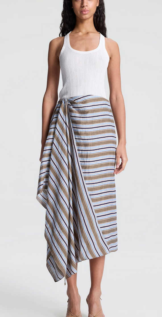 Lota striped linen midi skirt hazel