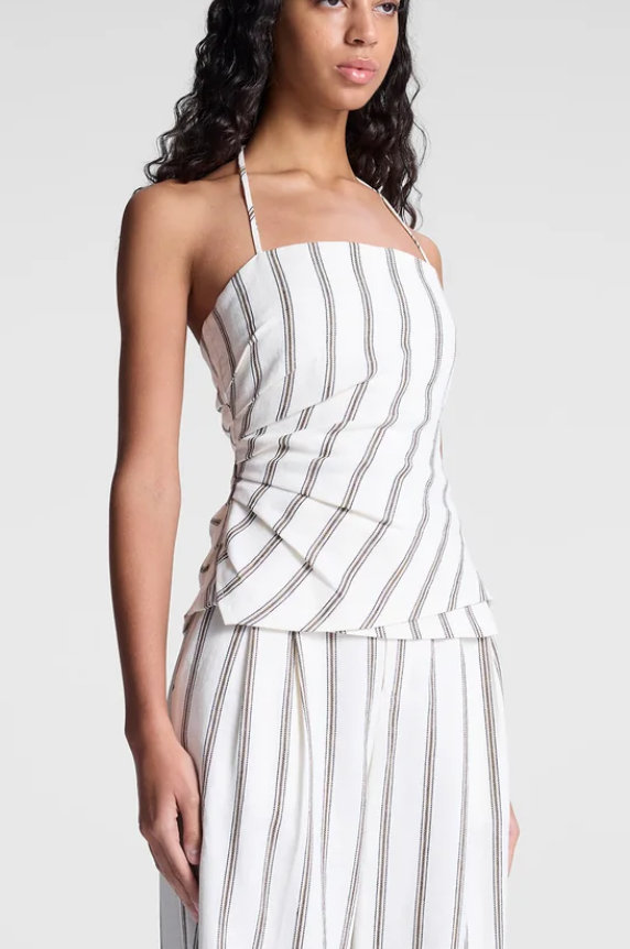 charlotte linen halter top cream