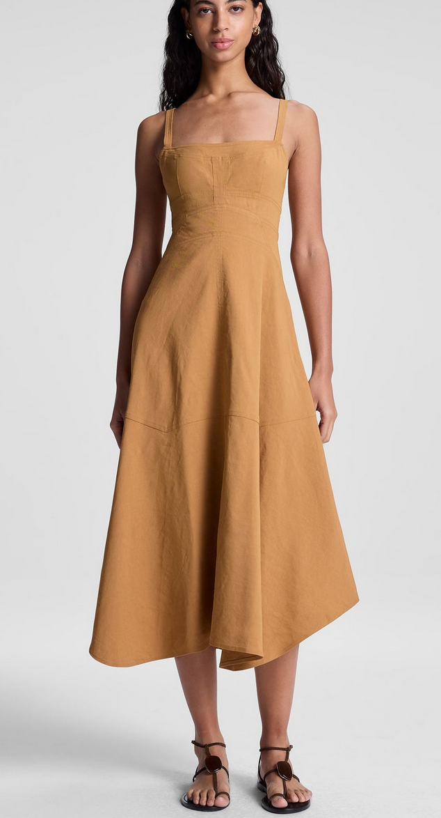 harlow linen midi dress light bronze