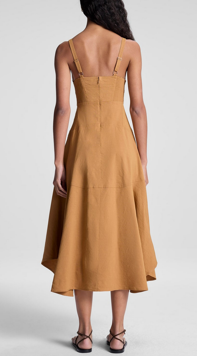 harlow linen midi dress light bronze
