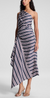 Lyn striped linen midi dress navy