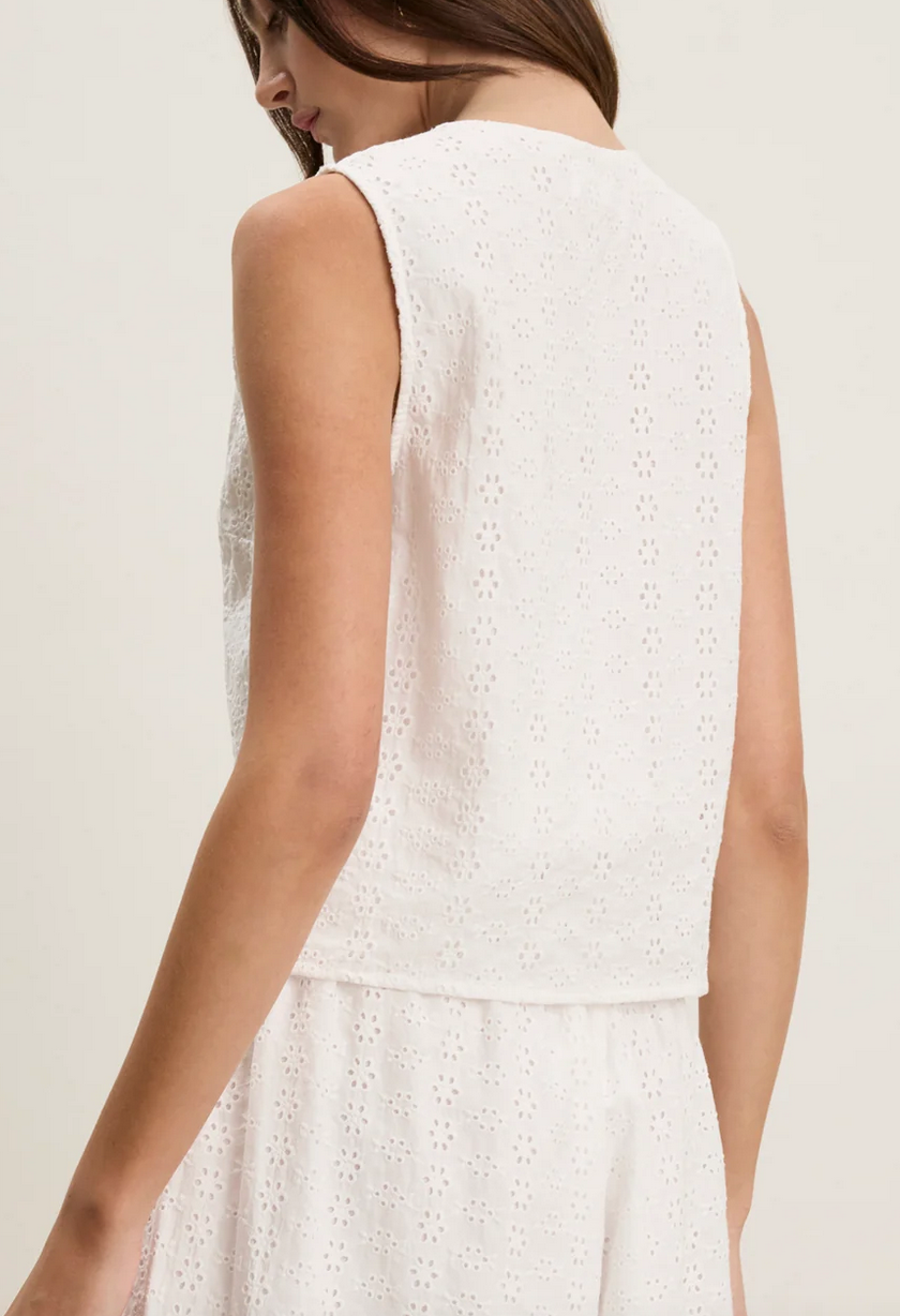 ava eyelet top white