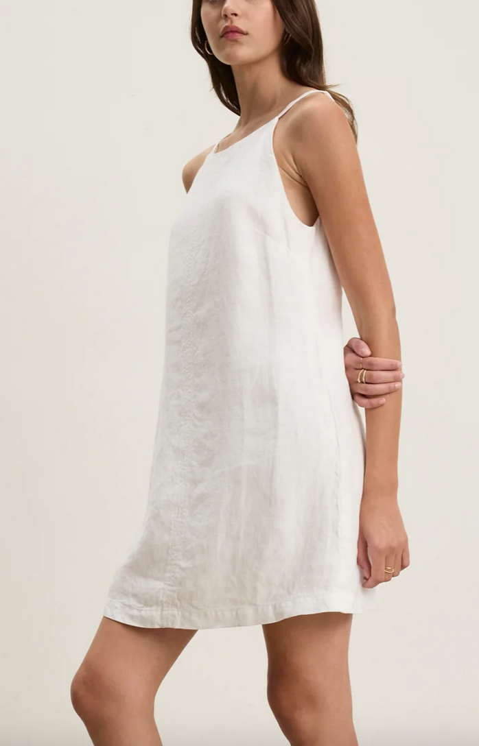 nara linen dress chalk