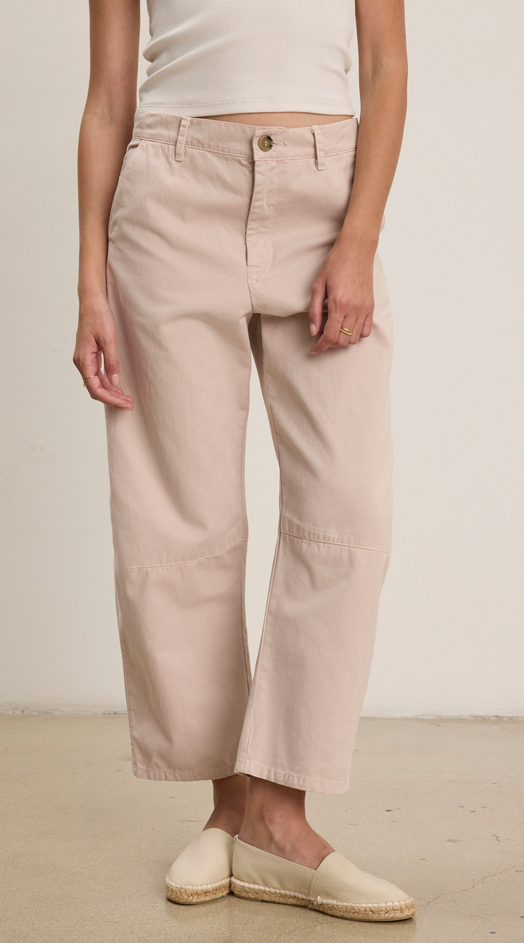 Alexis cotton twill curved leg pant soft pink