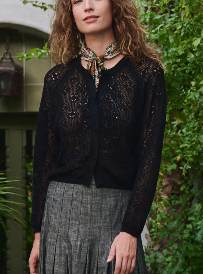 the crochet cardigan black