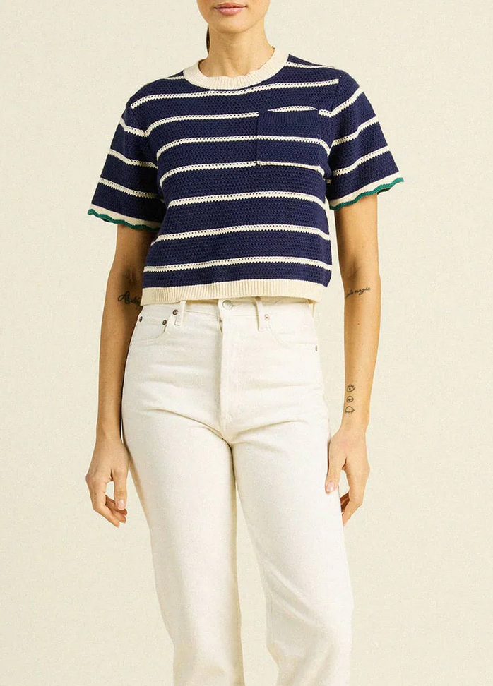 jules sweater t-shirt navy/antique white stripe