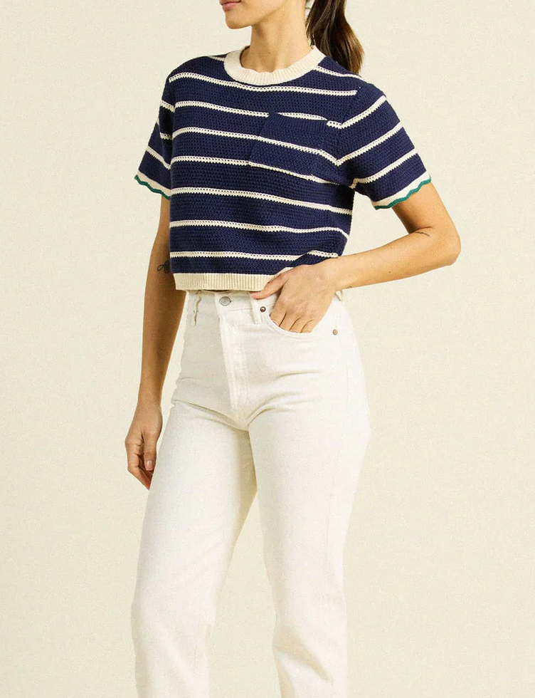 jules sweater t-shirt navy/antique white stripe