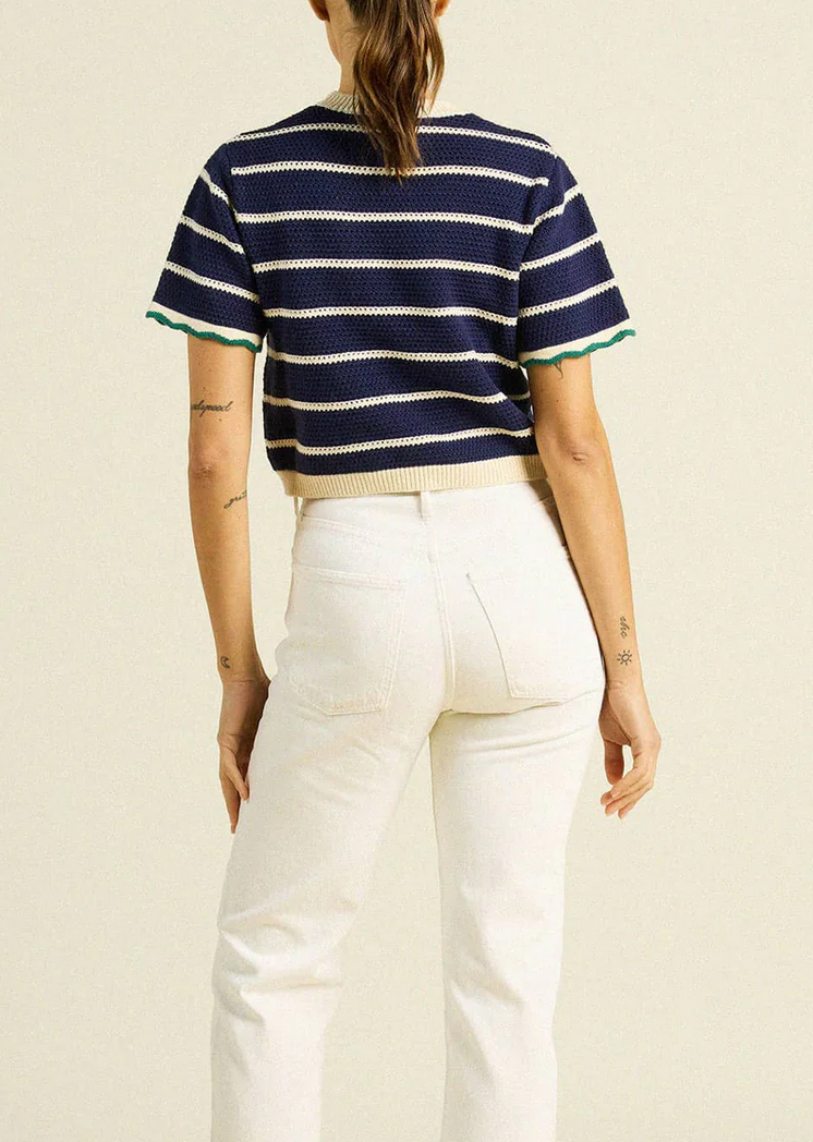 jules sweater t-shirt navy/antique white stripe