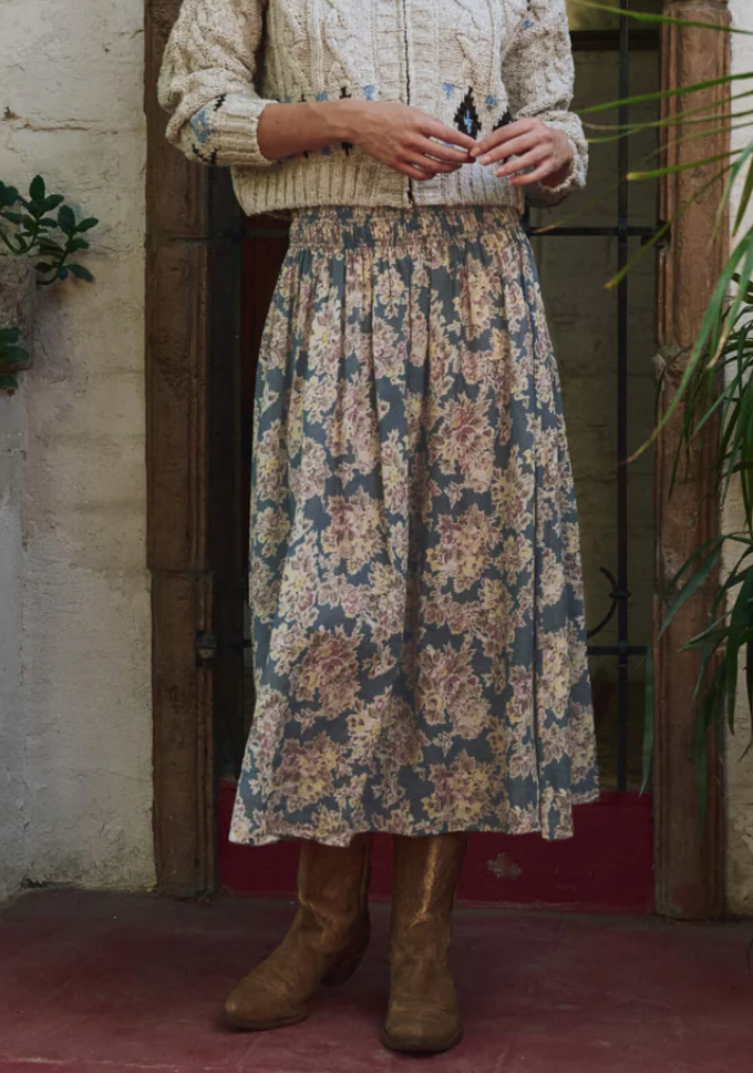 the canary skirt indigo floral