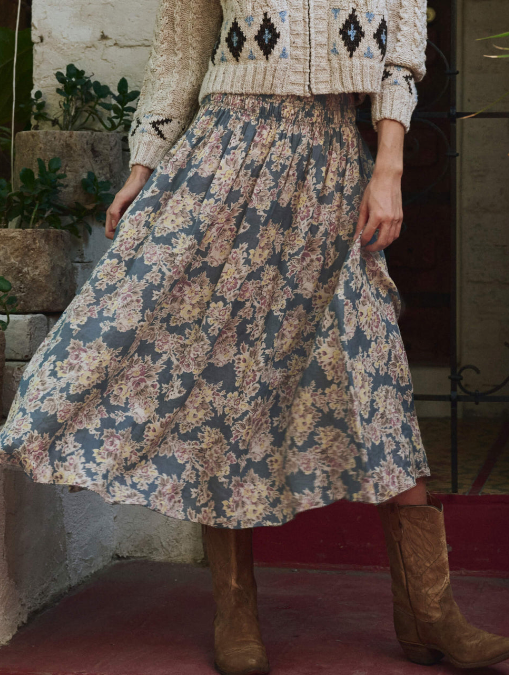the canary skirt indigo floral