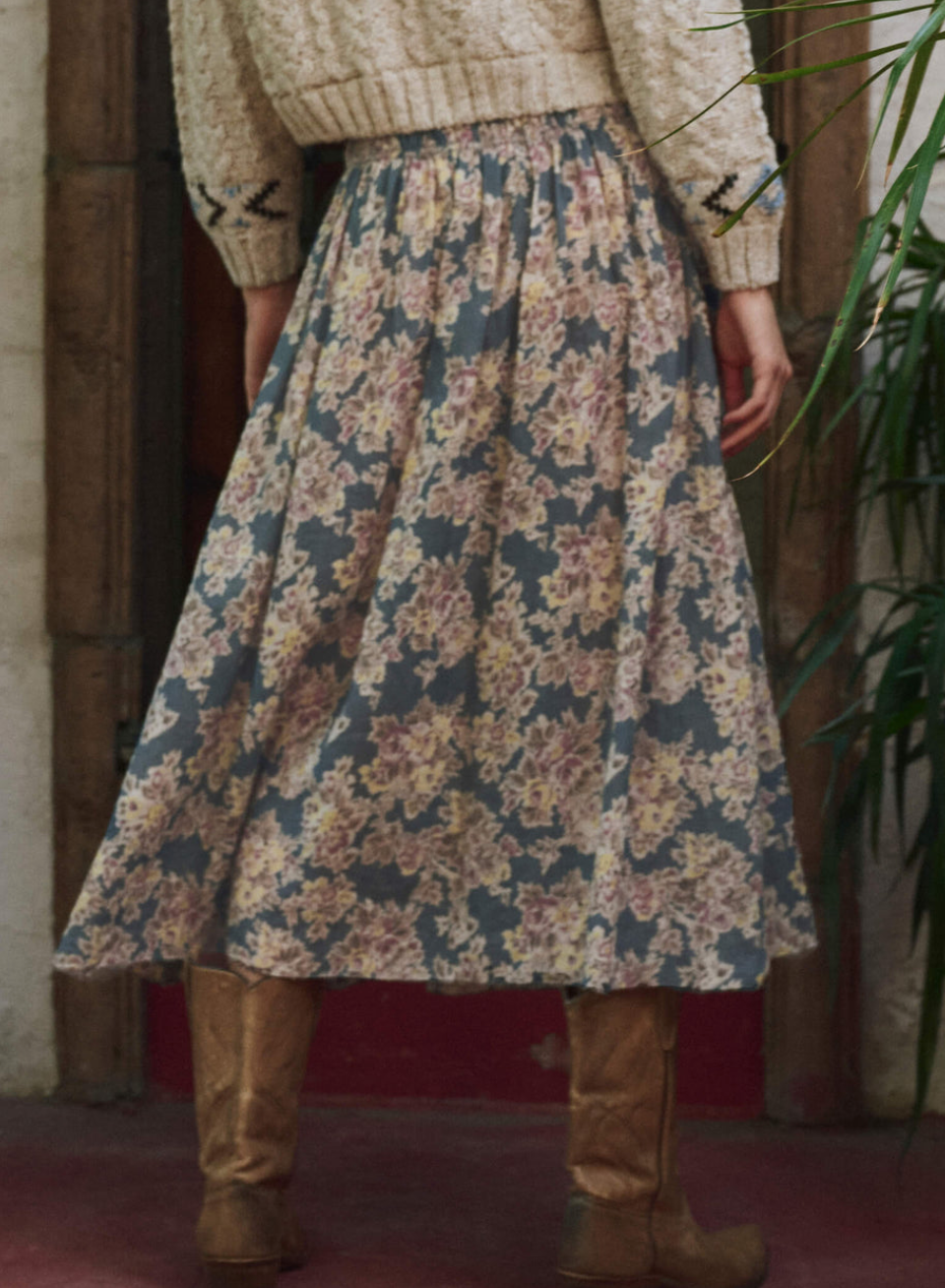 the canary skirt indigo floral