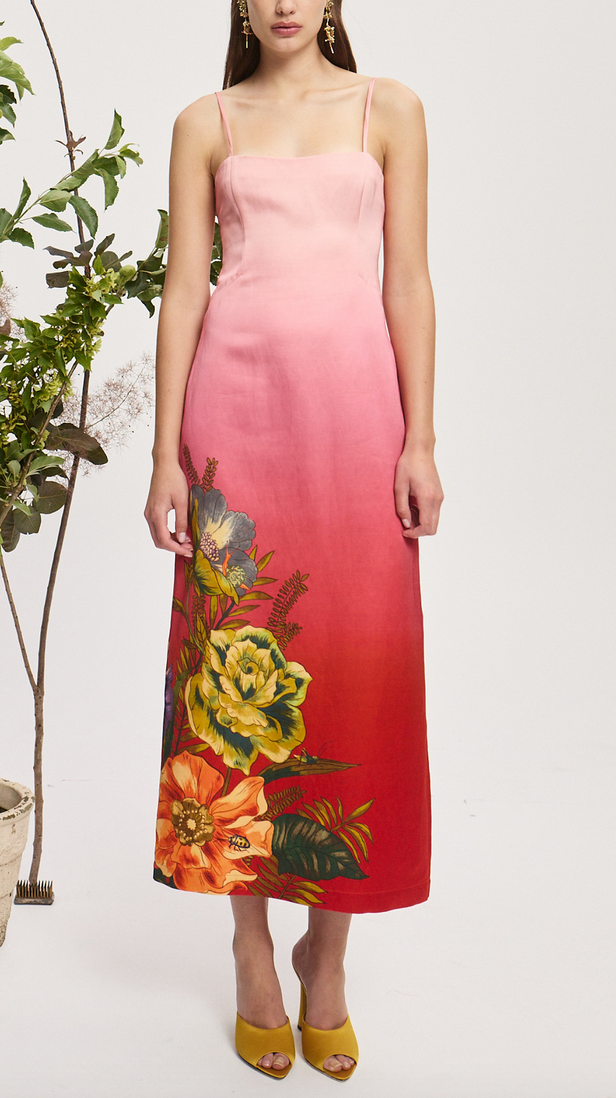 Inez midi dress pink ombre