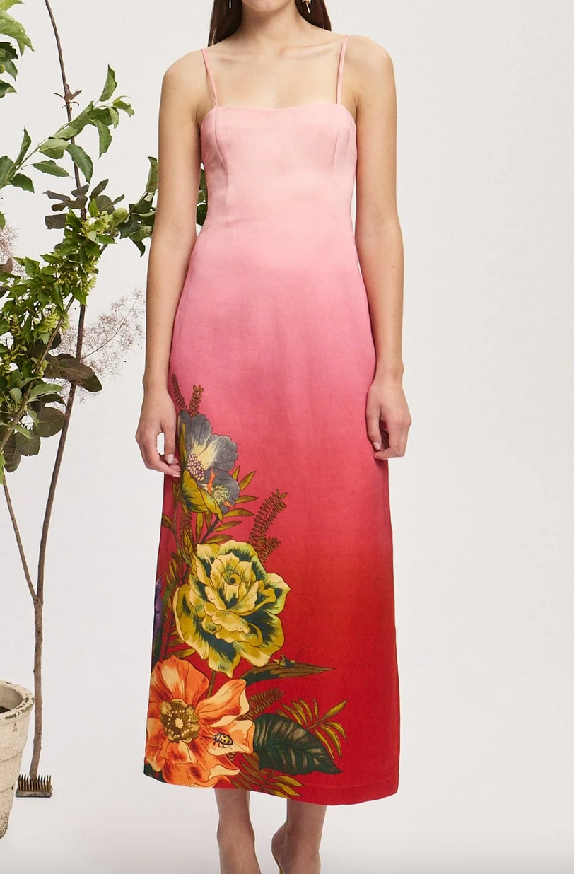 Inez midi dress pink ombre