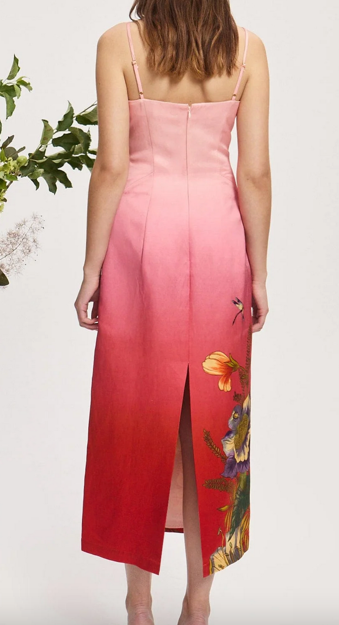 Inez midi dress pink ombre
