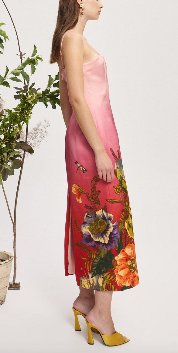 Inez midi dress pink ombre