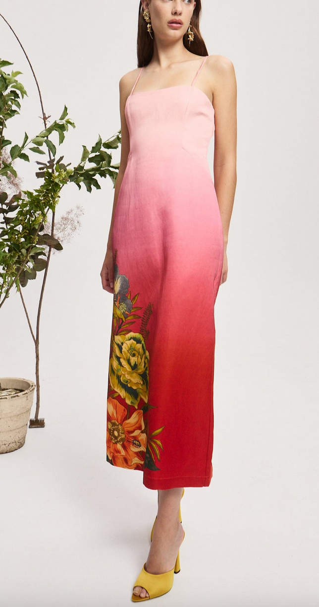 Inez midi dress pink ombre