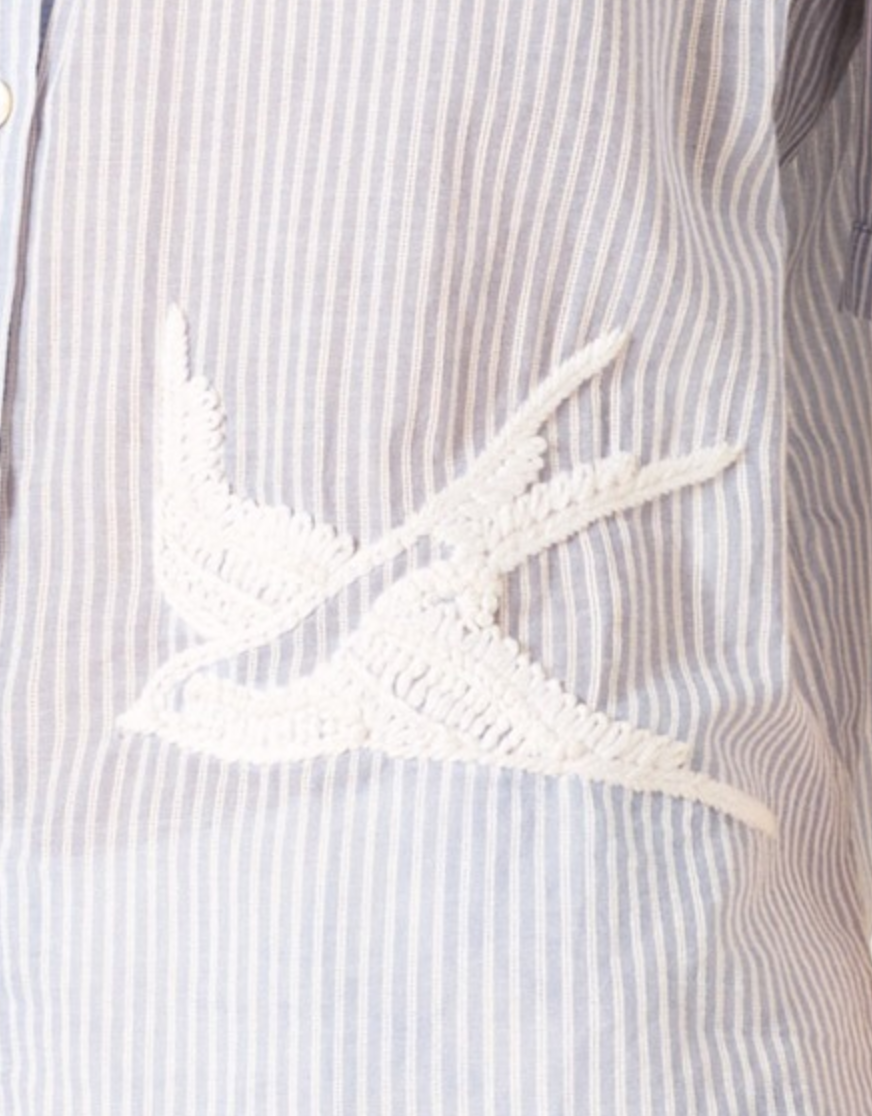 Winn swallow stripe shirt blue sparrow