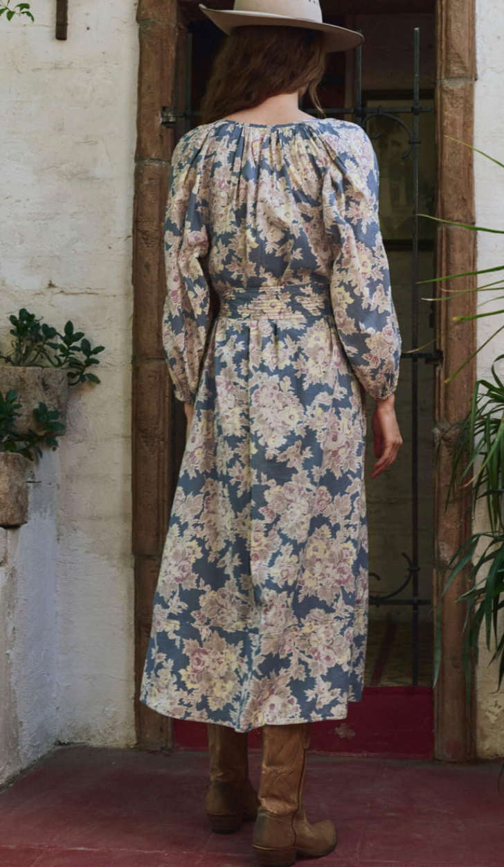 the pampas dress indigo floral