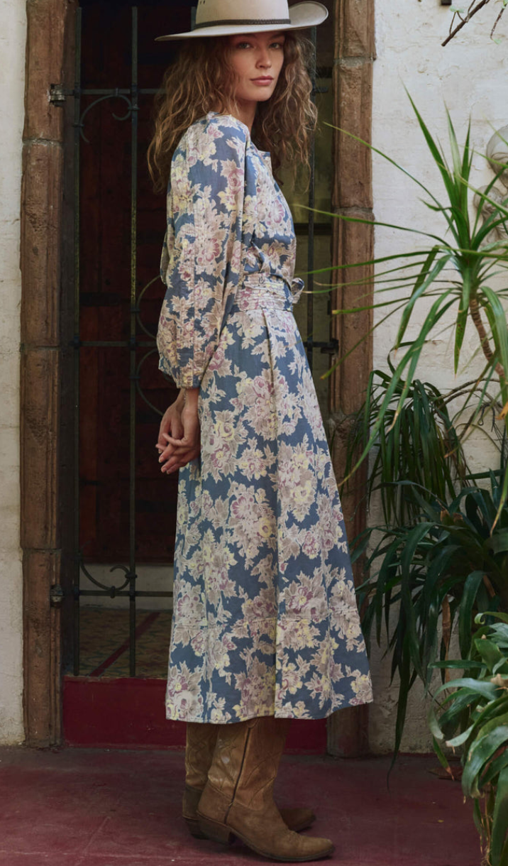 the pampas dress indigo floral