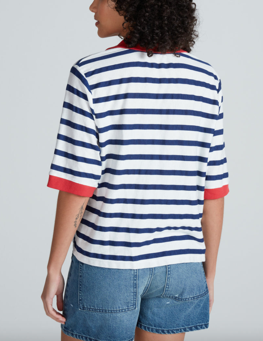 Stripe polo navy thin stripe