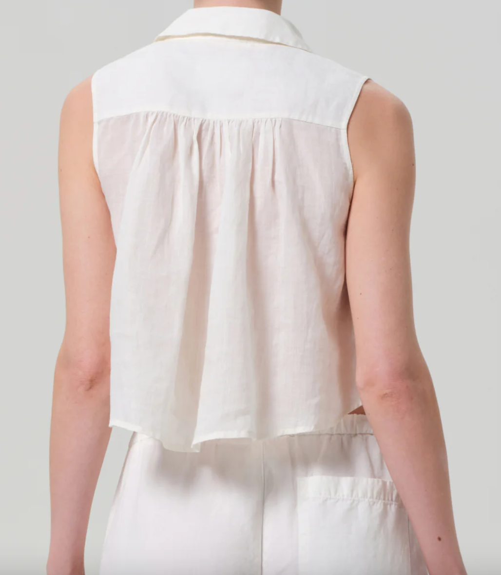 sleeveless ambrose top in vanilla