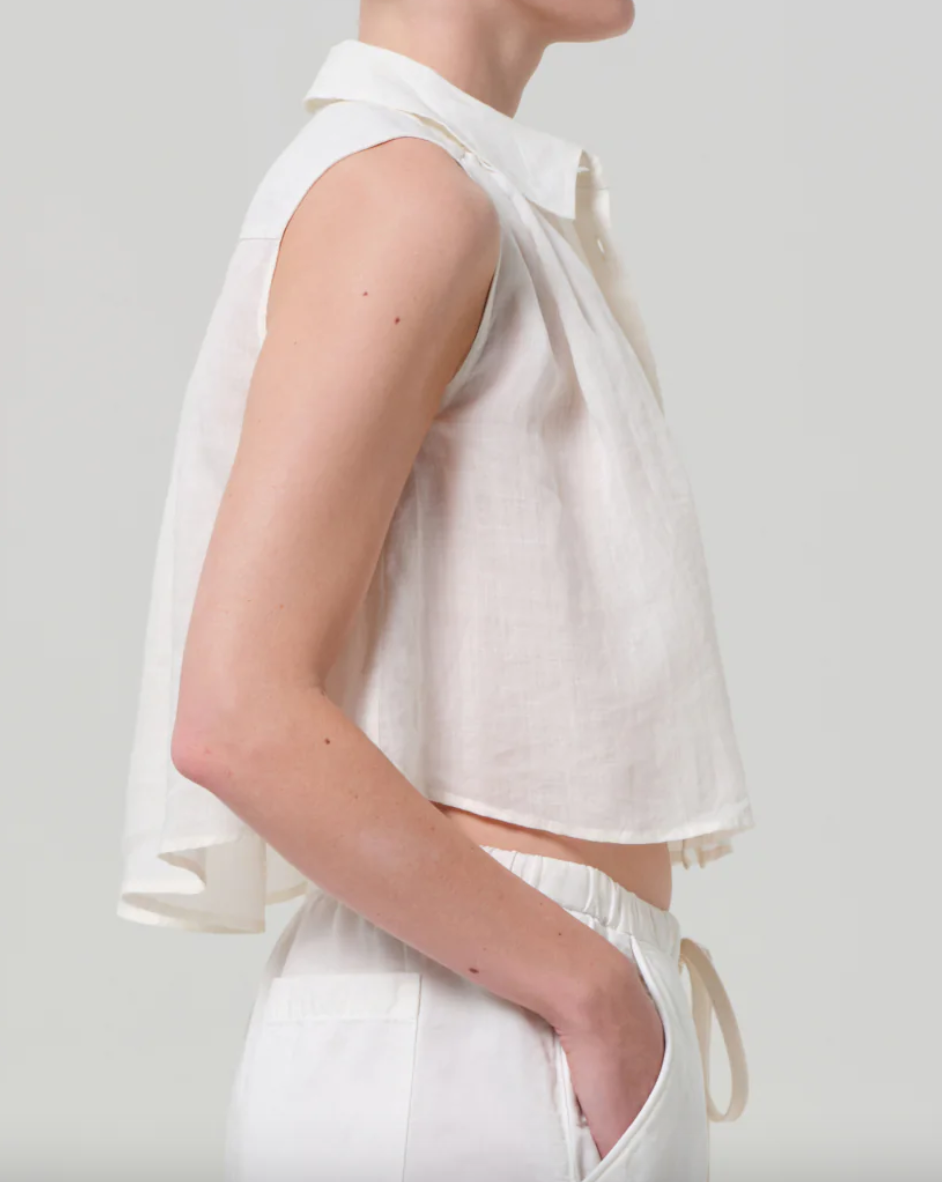 sleeveless ambrose top in vanilla