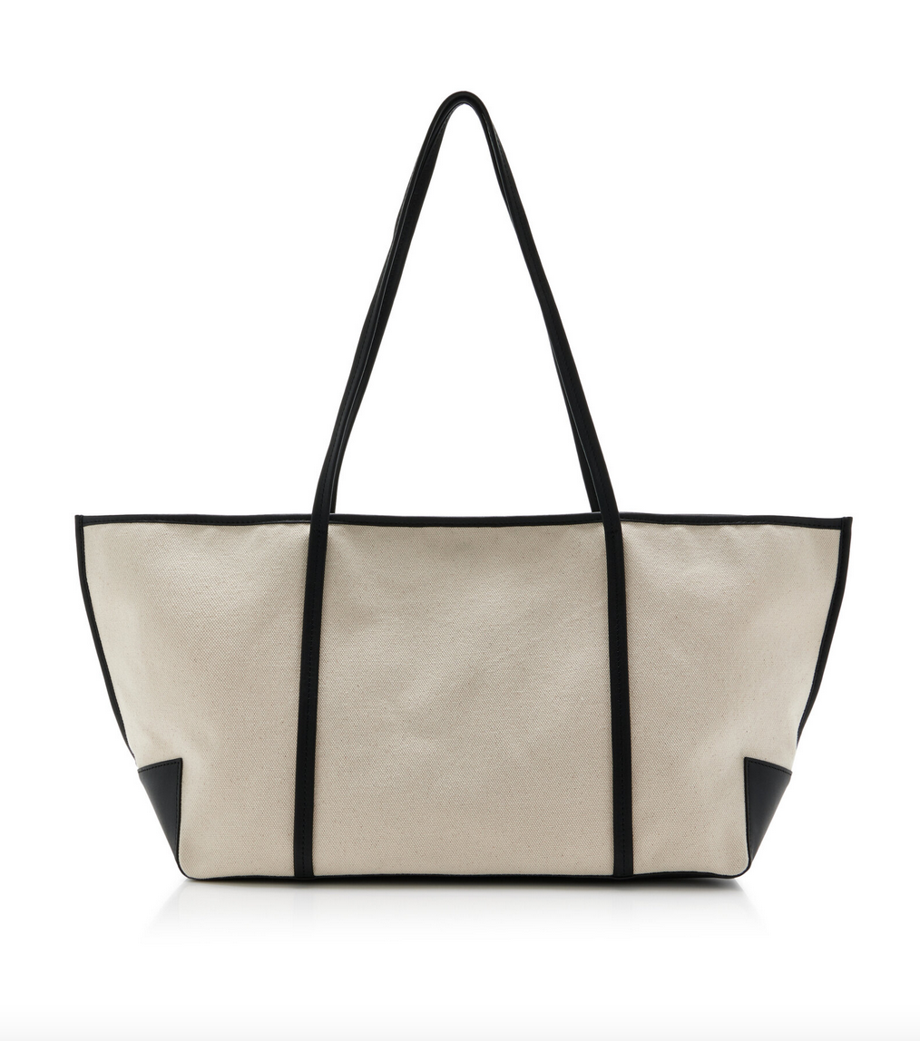 Bateau tote leather trimmed canvas tote bag