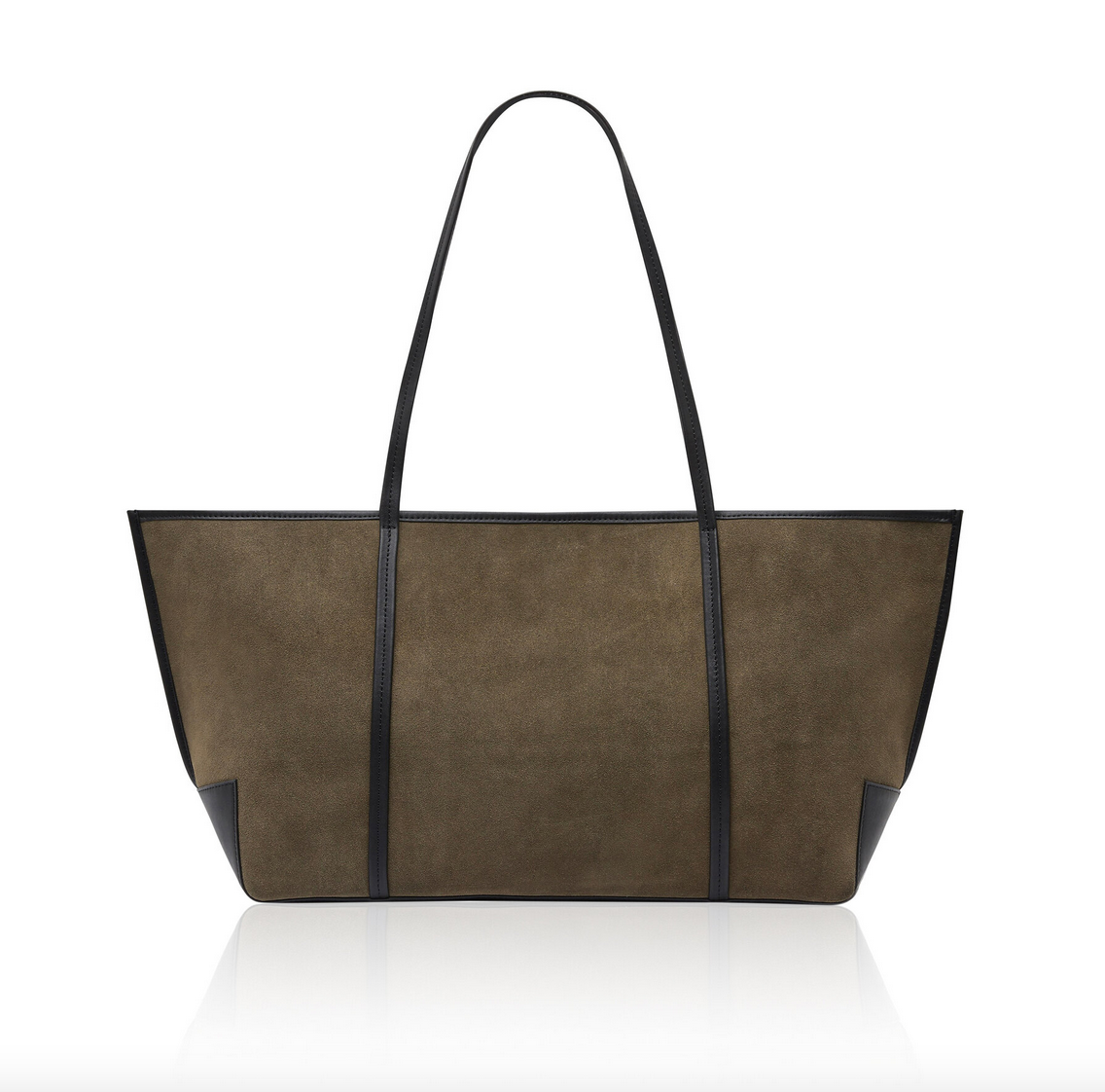 Bateau leather trimmed suede tote bag khaki