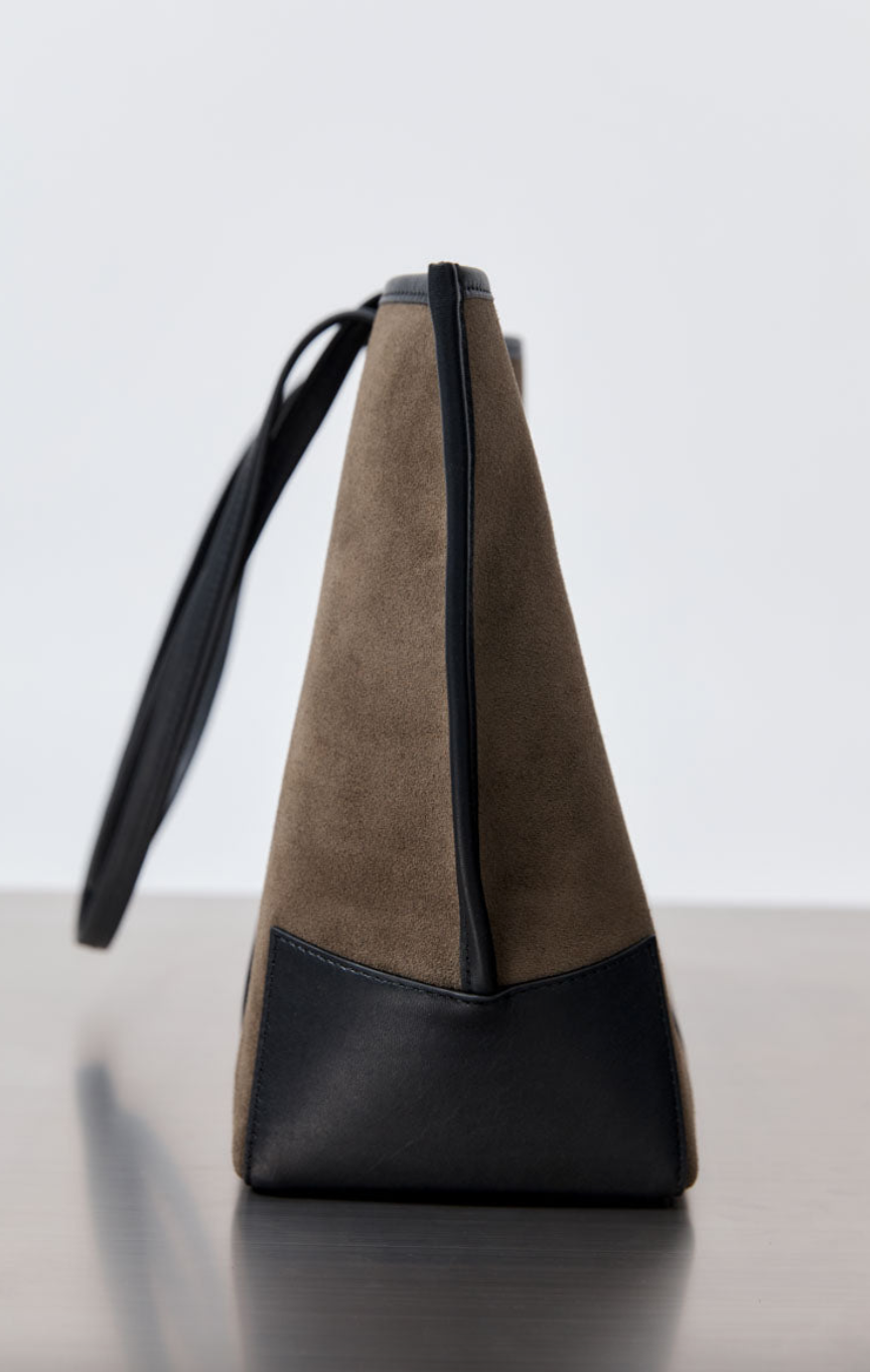 Bateau leather trimmed suede tote bag khaki