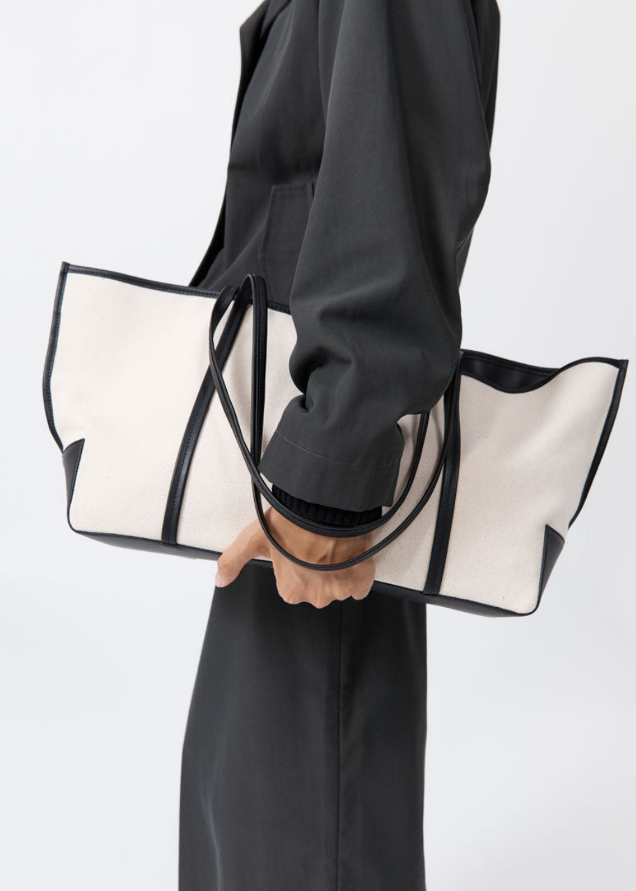 Bateau tote leather trimmed canvas tote bag
