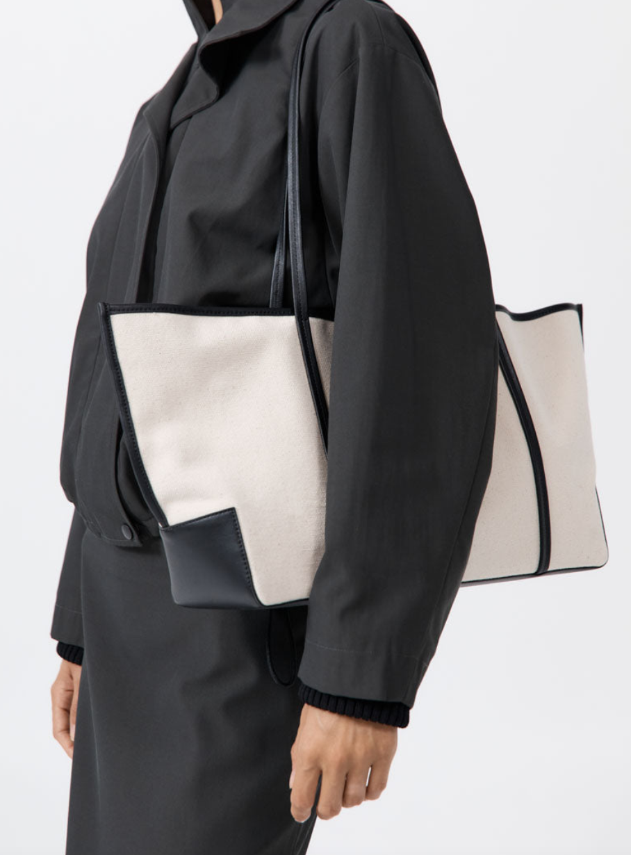 Bateau tote leather trimmed canvas tote bag