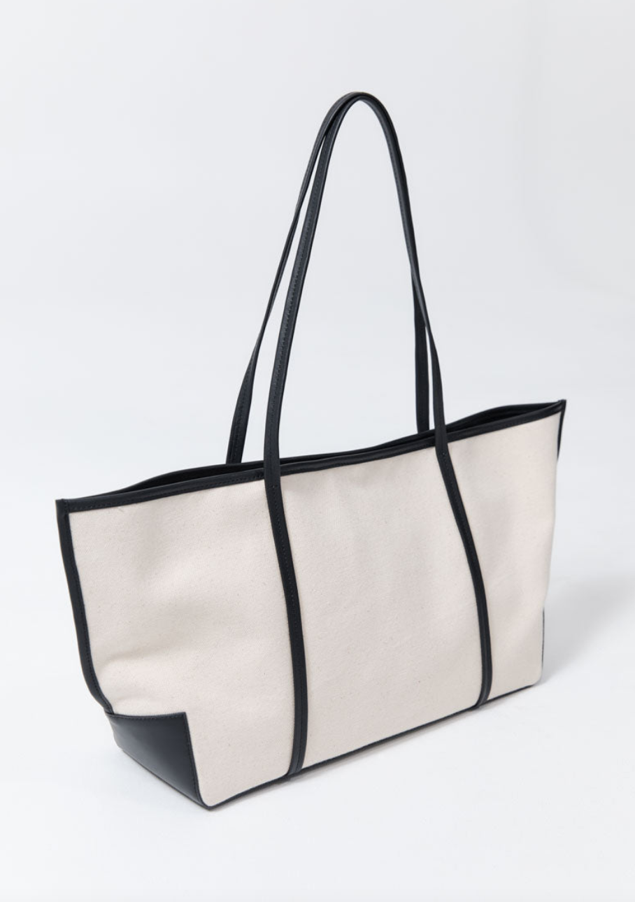 Bateau tote leather trimmed canvas tote bag